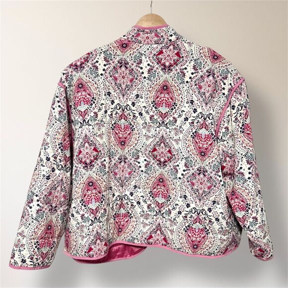 Torrid 3X Pink Medallion Quilted Open Jacket Lightweight Front Pockets Boho - Picture 4 of 7
